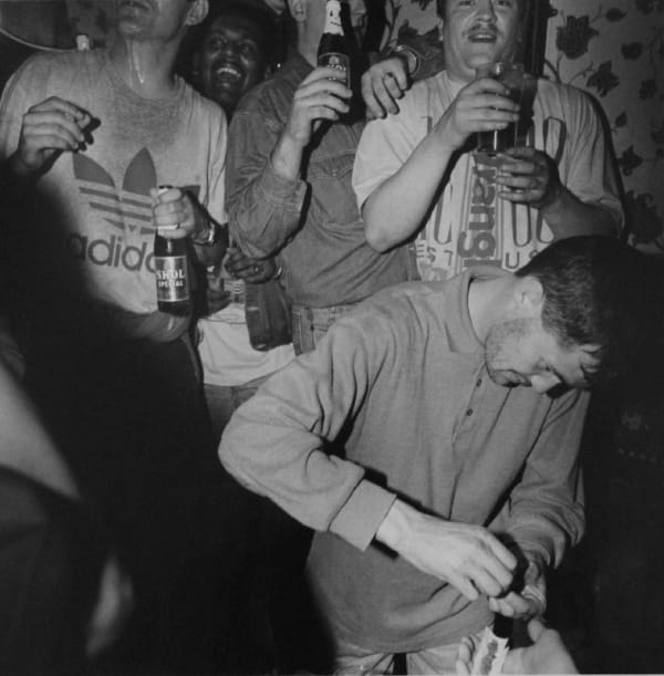 Ken Grant, Kirby lads in Albert pub, next to Liverpool's football ground, 1996