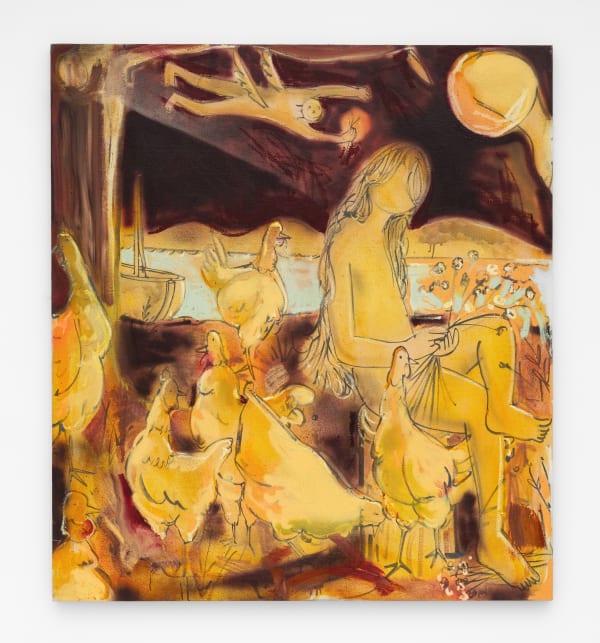 Marco Paul Lorenzetti The Visitor, 2022 Oil, aerosol and graphite on linen 60 x 54 inches 152.4 x 137.2 centimeters