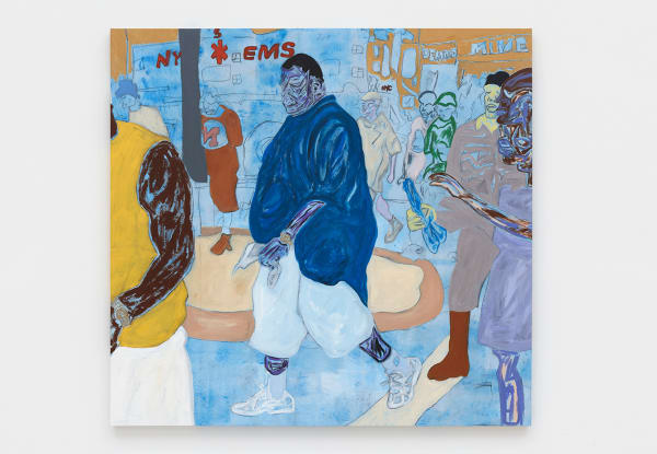 Sissón Who Shot Ya, 2022 Acrylic, marker and charcoal on cotton canvas 72 x 76 in (182.9 x 193 cm)