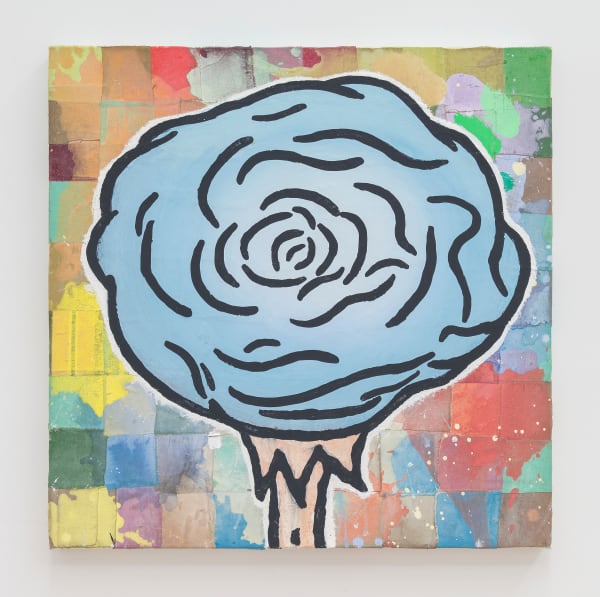 Donald Baechler The Dream of Treatment, 2017 Acrylic and fabric callage on canvas 24 x 24 inches 61 x 61 centimeters