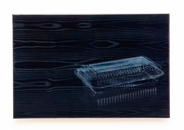 Justen Ladda Takeout, 2023 Mixed media on wood 20 x 30 x inches