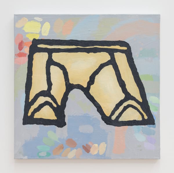 Donald Baechler Your Hungry Mirror, 2019 Acrylic and fabric callage on canvas 24 x 24 inches 61 x 61 centimeters