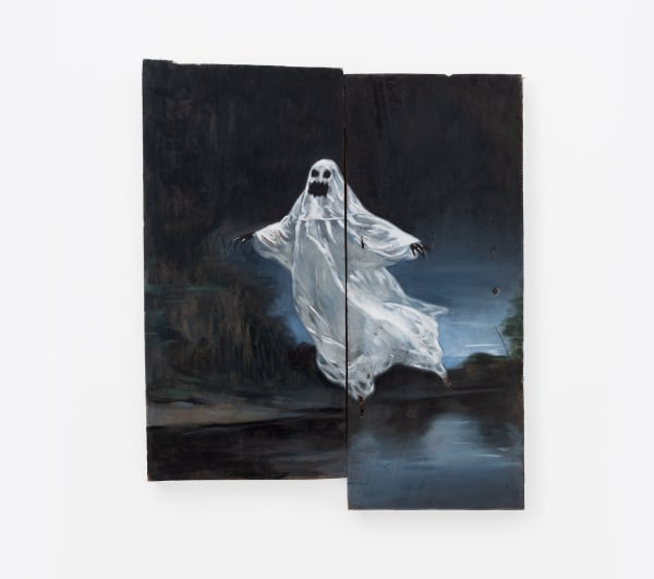 Oliver Clegg anarchy in the cellophane, 2023 Oil on wood 25.25 x 22.25 in (64.1 x 56.5 cm)