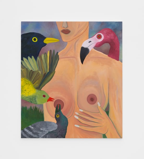 Mickey Lee Bird Feeder, 2024 Oil on canvas 52 x 45 in (132.1 x 114.3 cm)