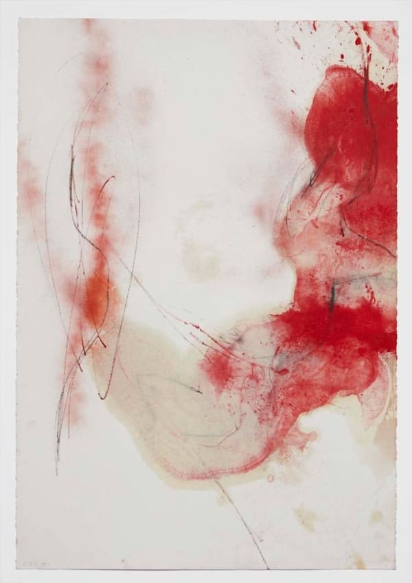 Rita Ackermann Fire By Days XV, 2011 Enamel, pigment, oil and crayon on paper 44 x 30 in (111.8 x 76.2 cm)