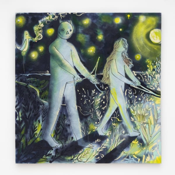 Marco Paul Lorenzetti Finding the Midnight Well, 2022 Oil, aerosol and graphite on linen 60 x 58 inches 152.4 x 147.3 centimeters