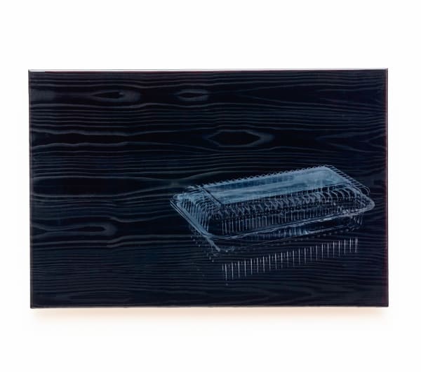 Justen Ladda Takeout, 2023 Mixed media on wood 20 x 30 x inches