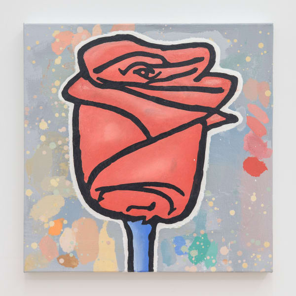 Donald Baechler Red Memory, 2018 Acrylic and fabric callage on canvas 24 x 24 inches 61 x 61 centimeters