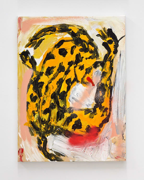 Kyle Orlando Eating Lunch on the Telephone, 2021 Acrylic and enamel on canvas 16 x 12 in (40.6 x 30.5 cm)