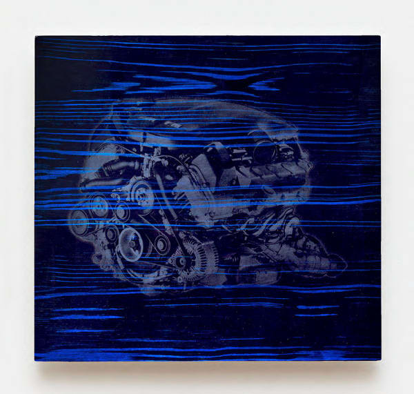 Justen Ladda Internal Combustion Engine - BMW, 2023 Mixed media on wood 20 x 22 x 3 inches
