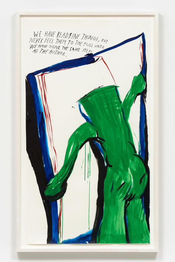 Raymond Pettibon No Title (We have read...), 2020 Ink and colored pencil on paper 50 1/2 x 28 inches 128.3 x 71.1 centimeters