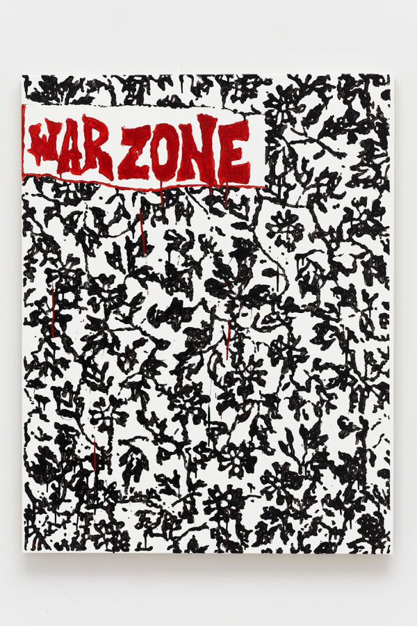 B. Thom Stevenson War Zone, 2021 Acrylic and enamel on canvas 40 x 31 inches 101.6 x 78.7 centimeters