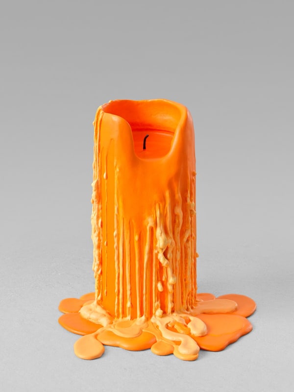 Ugo Rondinone still life. (royal orange candle), 2013 Cast bronze, lead, paint 6.8 x 6.9 x 5.9 inches 17.3 x 17.5 x 15 centimeters