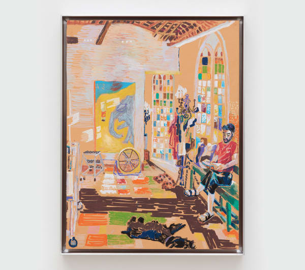 Ben Wolf Noam Calvin Marcus in Jefferson Park, Artist, 2022 Oil on canvas in aluminum frame 16 x 12 in (40.6 x 30.5 cm) Framed 17 x 13 in (43.2 x 33 cm)