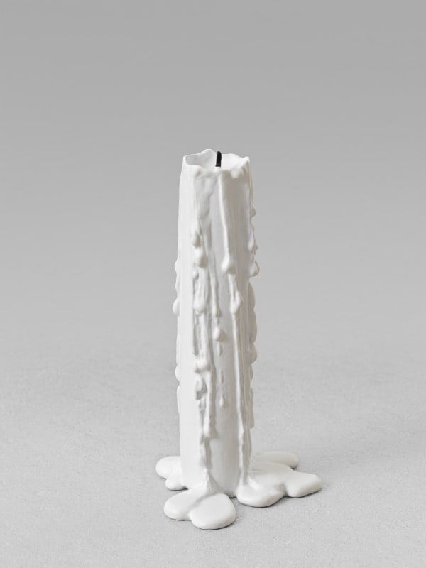 Ugo Rondinone still life. (white candle), 2013 Cast bronze, lead, paint