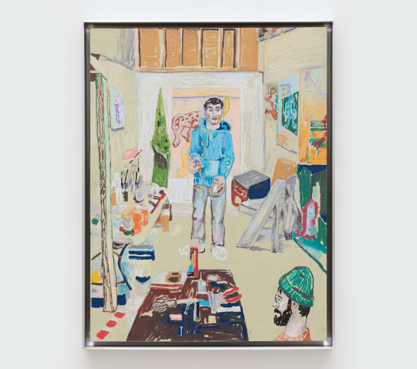 Ben Wolf Noam Clayton Schiff in Bushwick, Artist, 2019 Oil on canvas in aluminum frame 16 x 12 in (40.6 x 30.5 cm) Framed 17 x 13 in (43.2 x 33 cm)