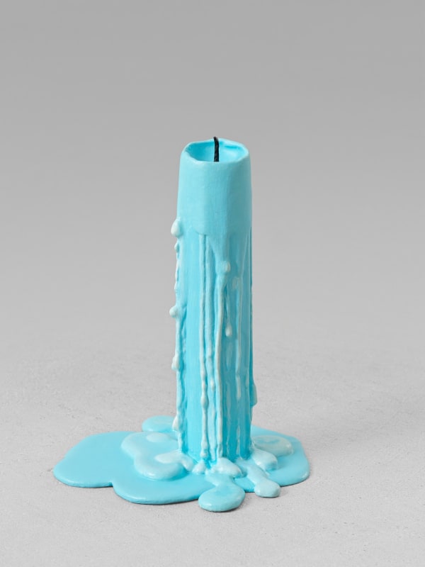 Ugo Rondinone still life. (baby blue candle), 2013 Cast bronze, lead, paint 4.5 x 3.3 x 3 inches 11.4 x 8.4 x 7.6 centimeters