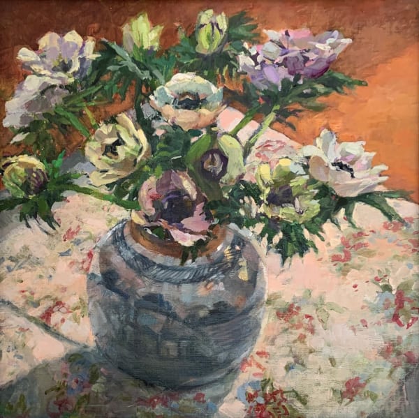 White Anenomes in a Ginger Jar