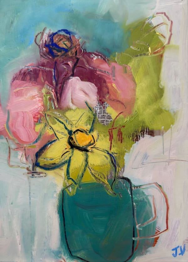 Posy in Green Jug