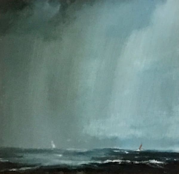 Red Sail in Passing Storm