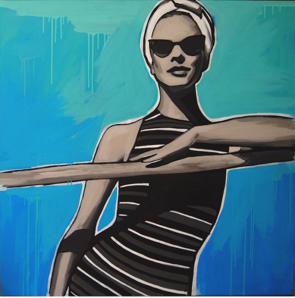 Swimmer Stripes on Blue