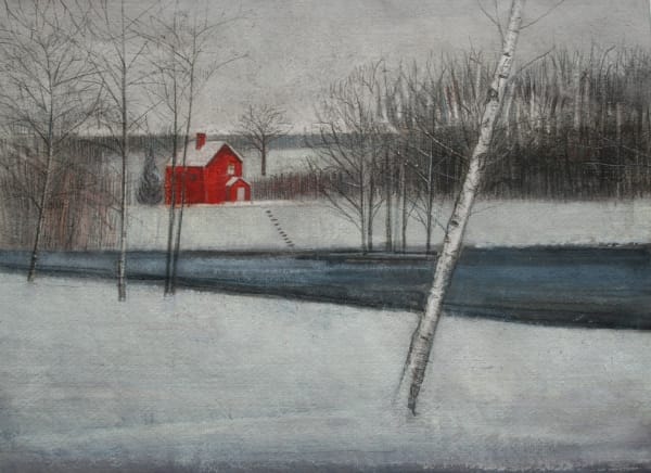 THOMAS LAMB, Red House beside the Lake, study