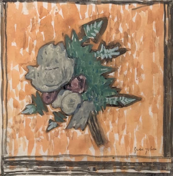 GWEN JOHN, Posy of flowers on an ochre background