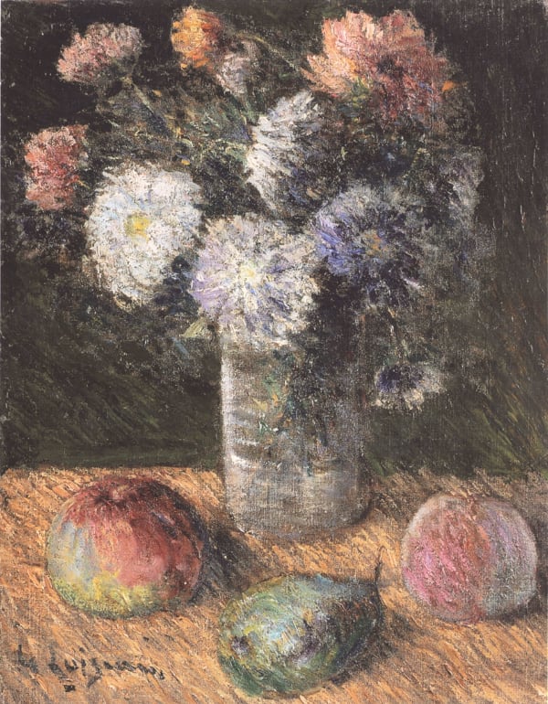 GUSTAVE LOISEAU, Bouquet de fleurs et fruits