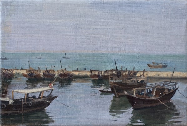 JULIAN BARROW, Fishing Boats off a Jetty, Middle East