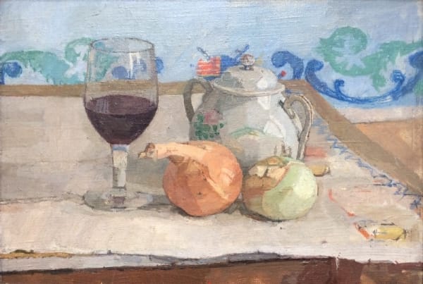 EUAN UGLOW, Still life with Onions and Wine Glass, 1962