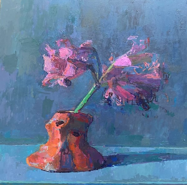 KATE HOPKINS, Tree Trunk Vase with Lily