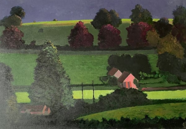 ED GILBERT, Landscape with Barns, Wiltshire, 2021