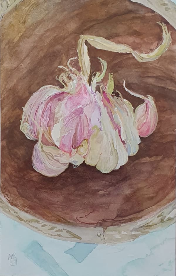 JENNIFER MCRAE, Garlic in a Bowl, watercolour on paper, 15 x 10 cm, £1,800