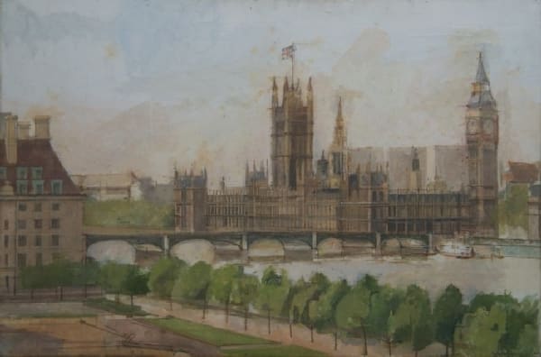 WILLIAM COLDSTREAM CBE, The Houses of Parliament from The Festival Hall, 1972-3