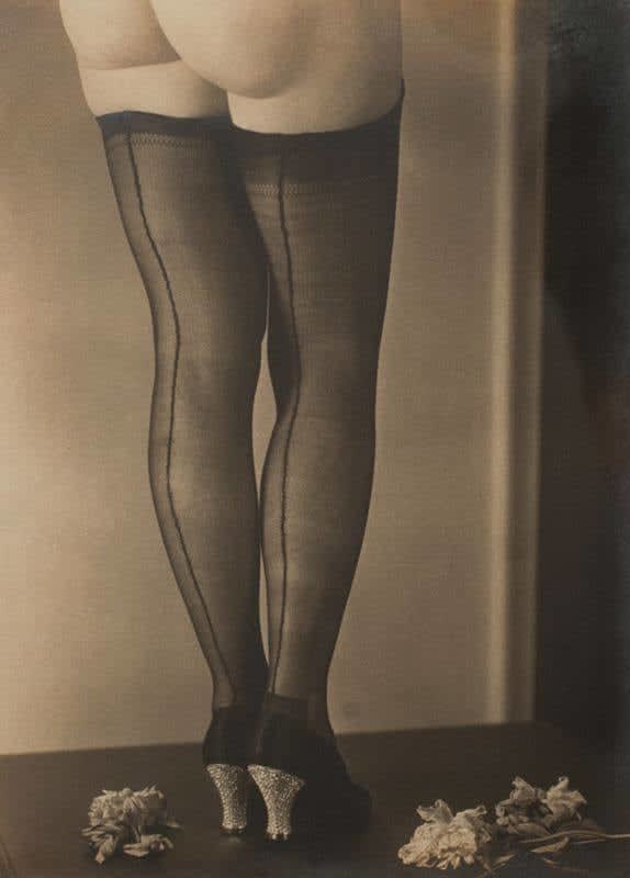 Paul Outerbridge, Legs in Stockings with Flowers, 1927