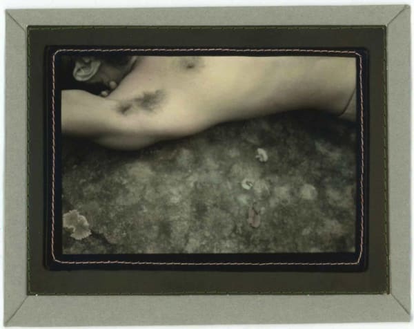 Keith Smith Postcard: 9:13 AM; 16 Dec, 1973 Hand-colored gelatin silver print with machine sewing 5 1/2 x 6 5/8 in (14 x 16.8 cm)