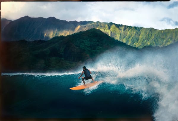 Surfer, Hanalei Bay, Kauai, HI