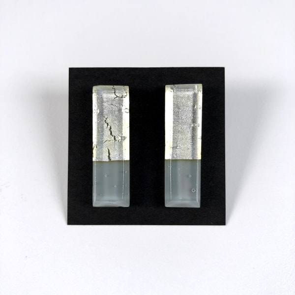 Michele Gotfredson, Geometric Glass Post Earrings - Silver + Gray