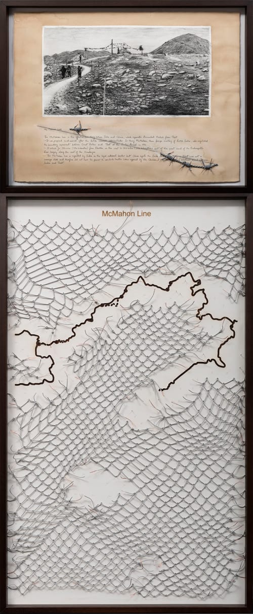 Reena Saini Kallat, Leaking Lines (McMahon Line), 2019