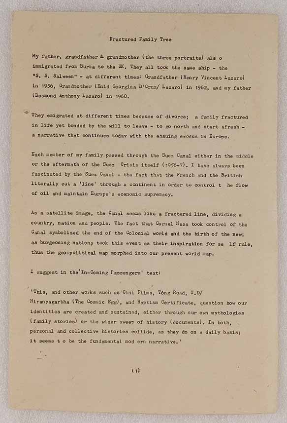 Desmond Lazaro, Fractured Family Tree, 2015