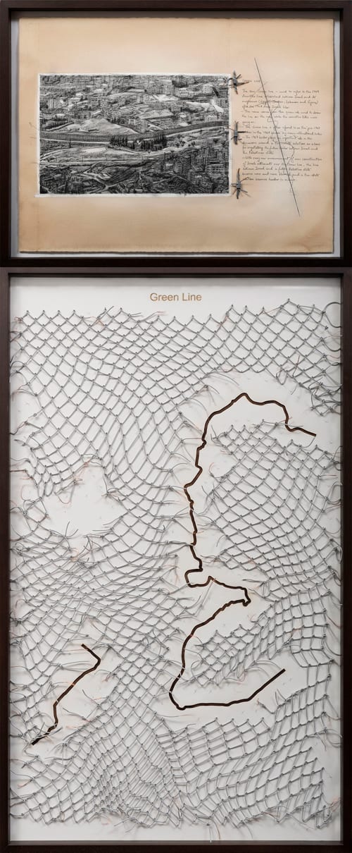 Reena Saini Kallat, Leaking Lines (Green Line), 2019