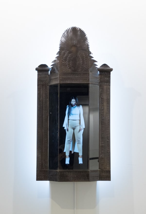 Humanity, 2023 Looping Video Sculpture, Tin, Glass, Video Screen, Acrylic