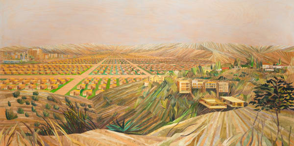 Mulholland Drive, 2012 Oil and paper on wood panel