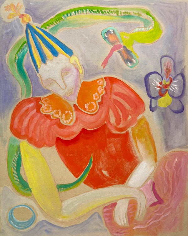 Red Harlequin, 2024 Oil on archival paper