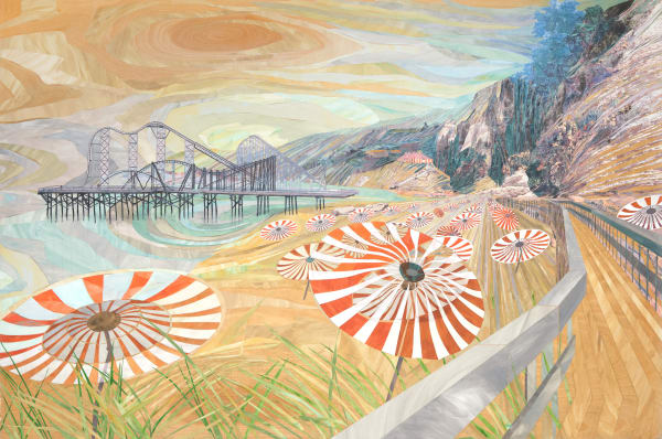 Malibu, 2019 Gouache and mixed media collage on wood panel