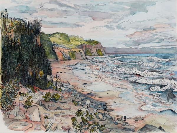 Nancy Friese, Montauk Cliffs Rocks Sand and Waves, 2017