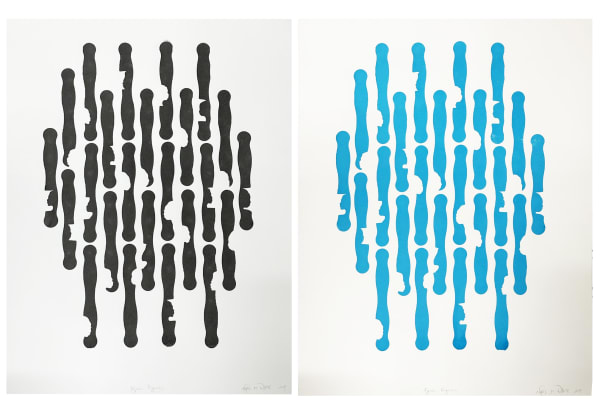 Nafis M. White Hypnotic Progressions, 2017 screen print in two colorways 30 x 22 inches each