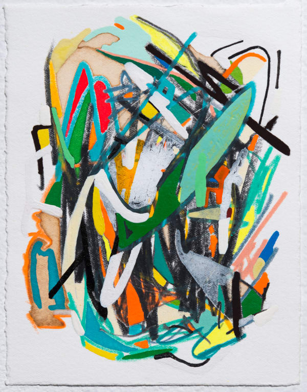 Max Van Pelt Altivole, 2017 colored pencil, gouache, graphite, coffee, Rives BFK paper, acrylic paint, India ink 5.75 x 4.5 inches