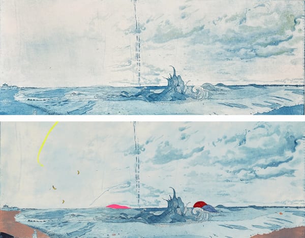 Allison Bianco, Gaspee Down the Line with pre-screen etching proof, 2020