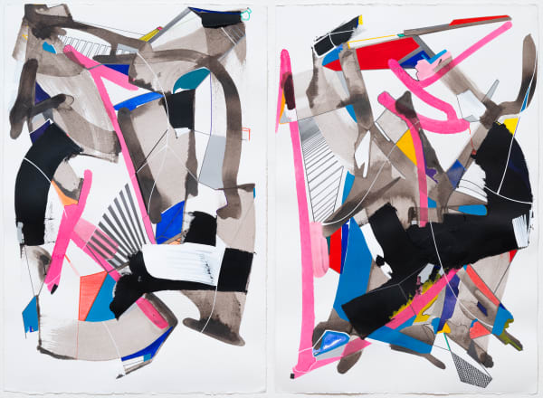 Max Van Pelt Subsuming, 2020 walnut ink, watercolor, archival pen, acrylic ink and paint, gouache, graphite, India ink, colored pencil, Rives BFK paper 22.25 x 15 inches each